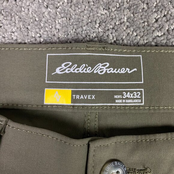 Eddie Bauer Travex Pants Men's 34 x 32 Olive Green Hiking Outdoors Stretch - Picture 6 of 11